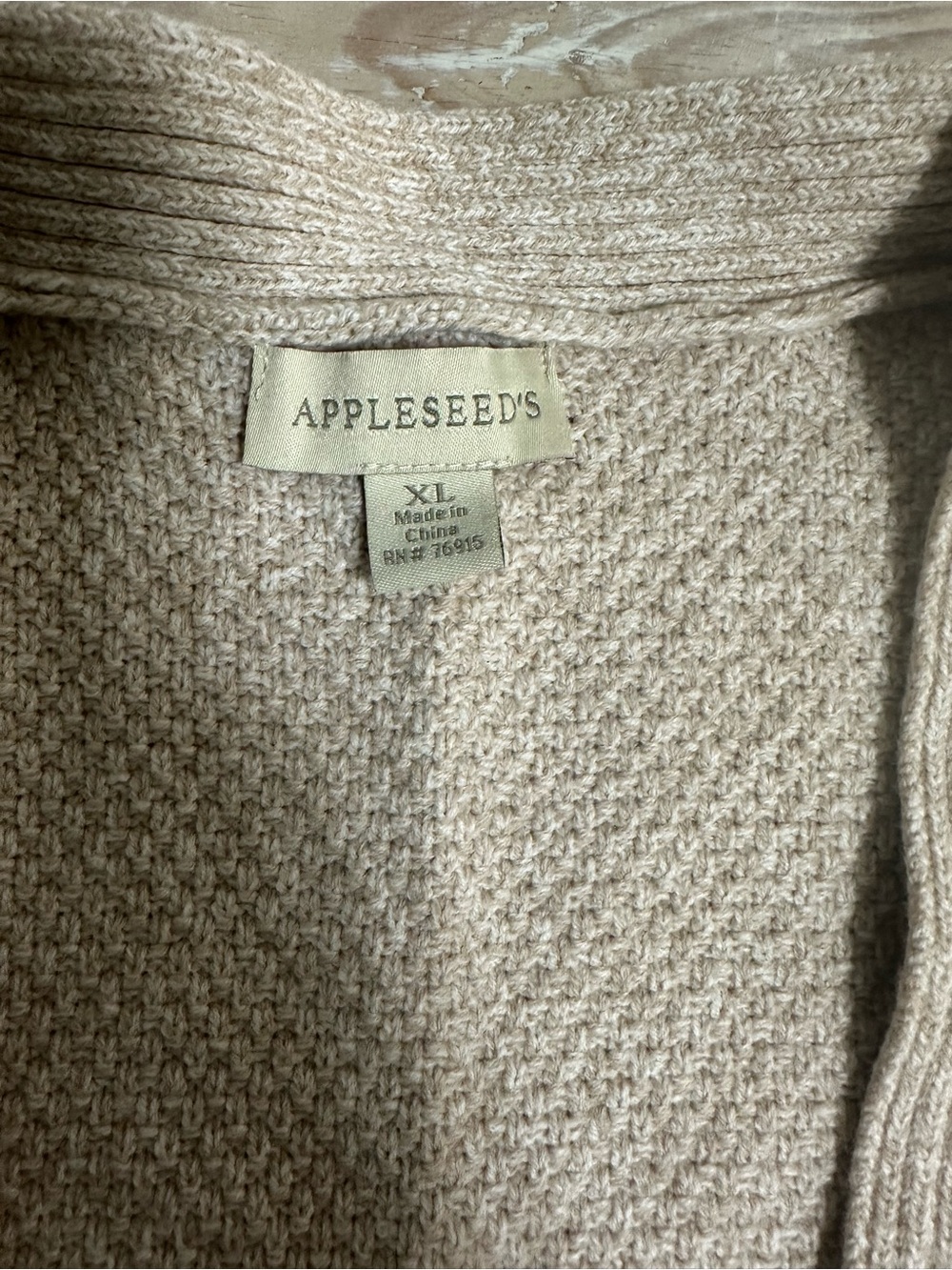 Appleseed's Beige Cable Knit Open-Front Cardigan Sz XL - Picture 5 of 9